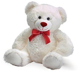 12" WHITE BEAR WITH RED BOW