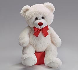 15" WHITE BEAR WITH RED BOW